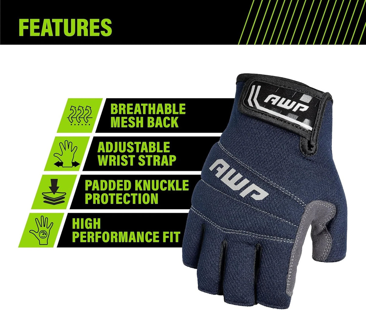 AWP Professional Fingerless Work Gloves X-Large (Pack of 1)