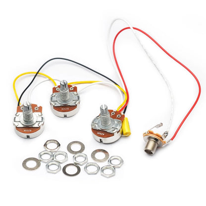 SAPHUE Bass Wiring Harness Prewired Kit 250K Big Pots 2 Volume 1 Tone For...