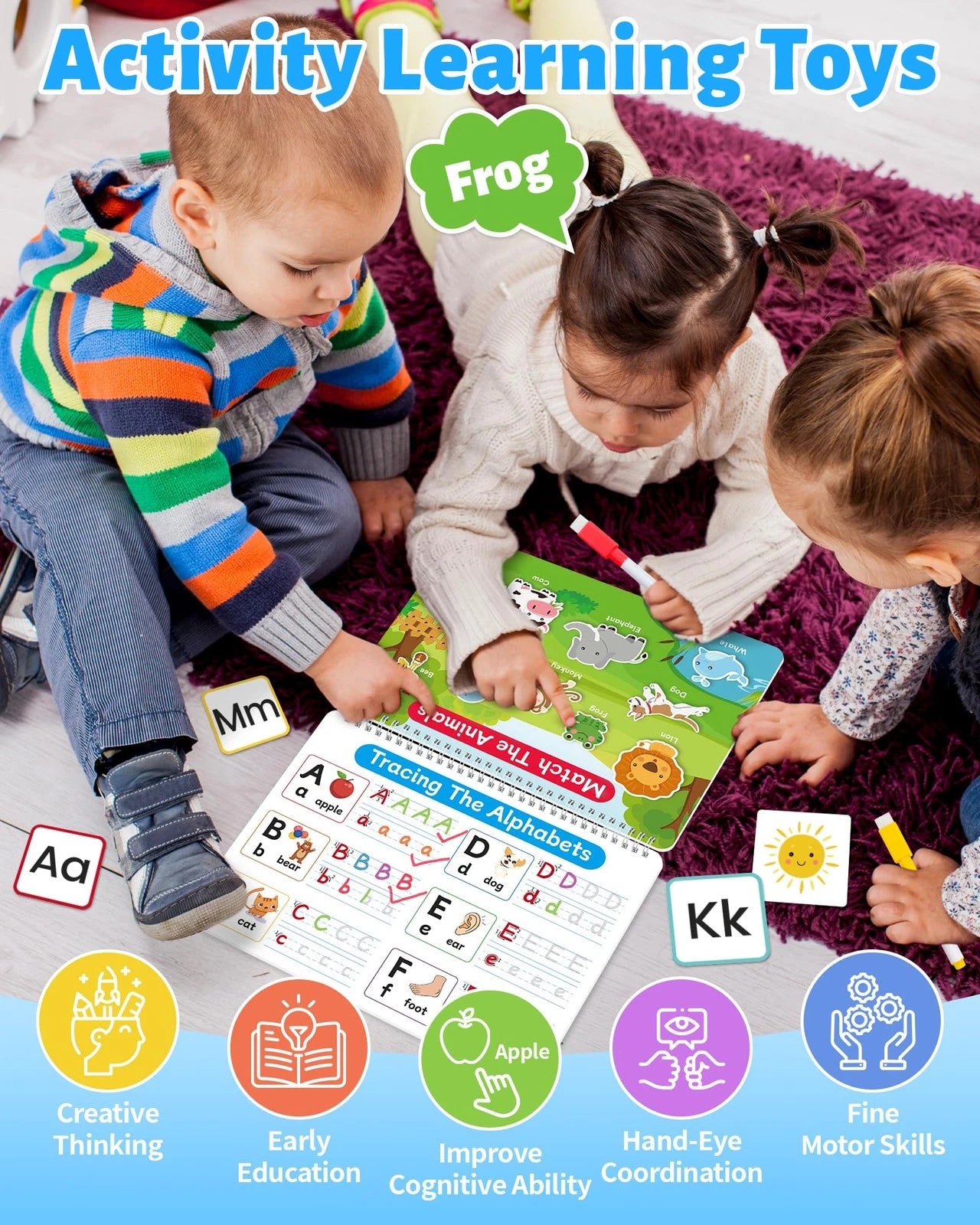 Benresive Busy Book for Toddlers 3-5, Montessori Preschool Medium, Blue