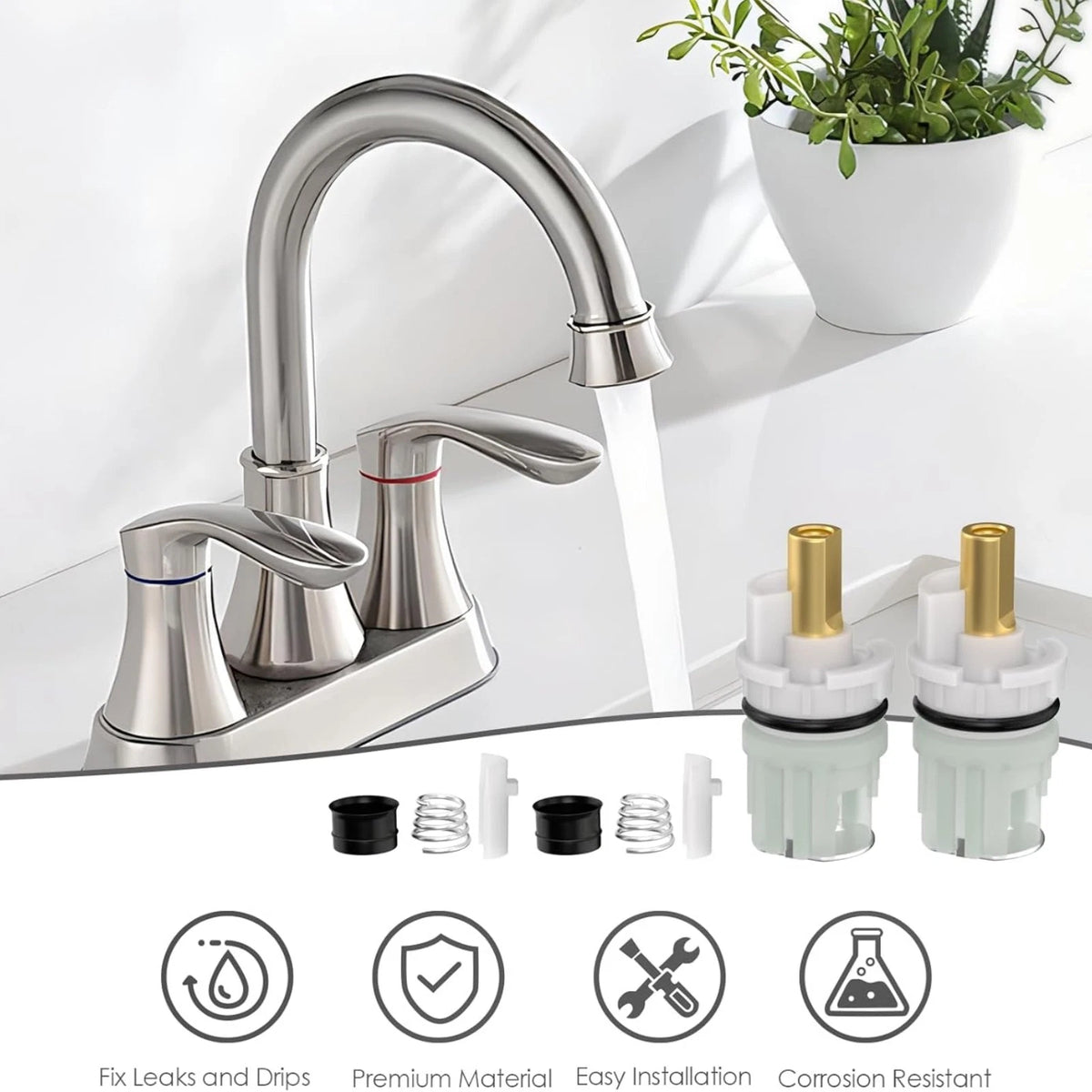2 PCS Faucet Stem Assembly With RP4993 Seat And Spring For Various Delta Faucets