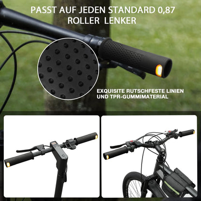 E Scooter Handle Grips Turn Signal, One Size, black-Handle light
