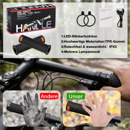 E Scooter Handle Grips Turn Signal, One Size, black-Handle light