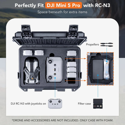 Lykus Titan MM510 Waterproof Hard Case 14.2 x 10.2 x 5.7 inches, Black