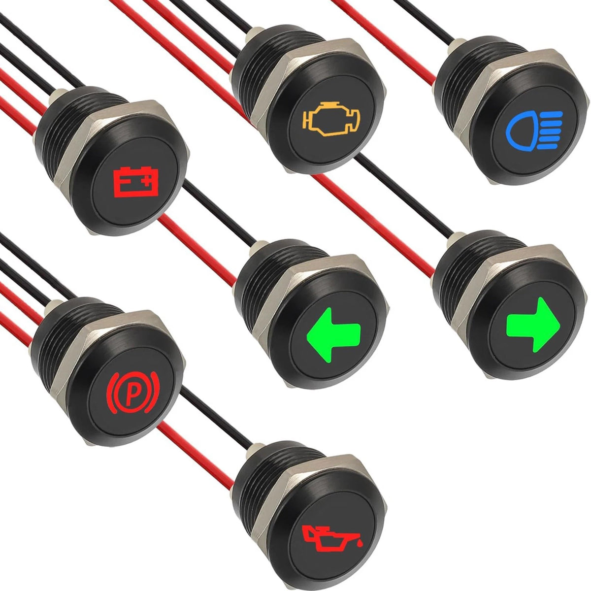 Waterproof Dashboard Indicator Set DC 12V 24V LED Warning Lights Automotive