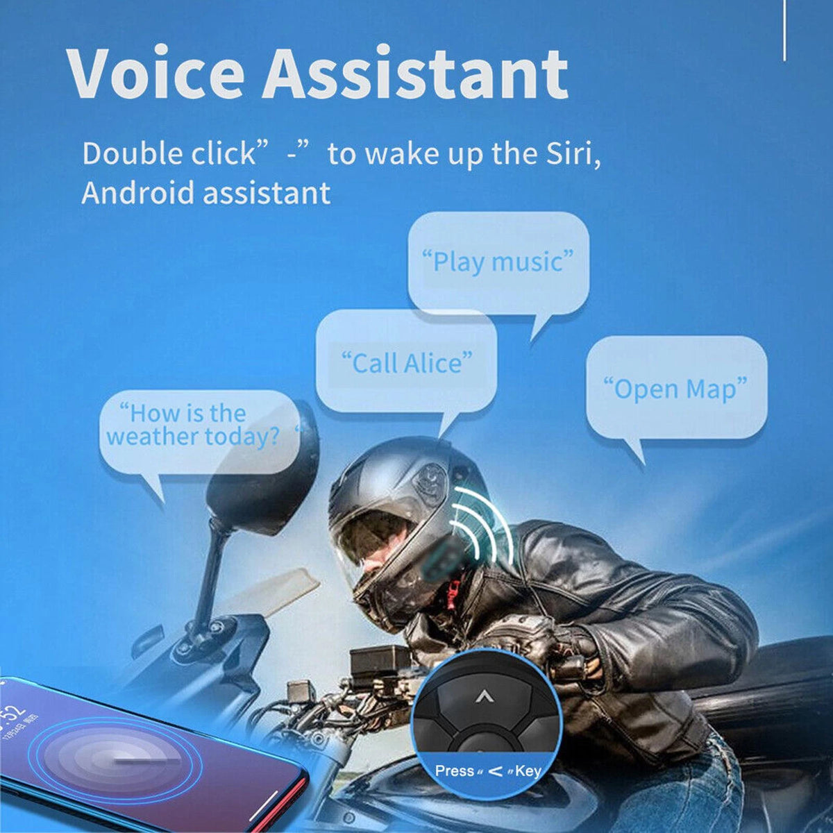 Wireless Bluetooth Media Button Remote Controller Car Motorcycle Bike Steering