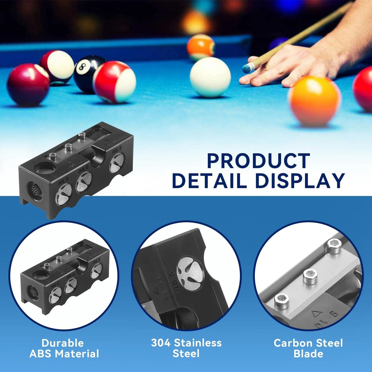 Vastarsky 11-in-1 Pool Cue Tip Shaper, Upgraded Billiards black