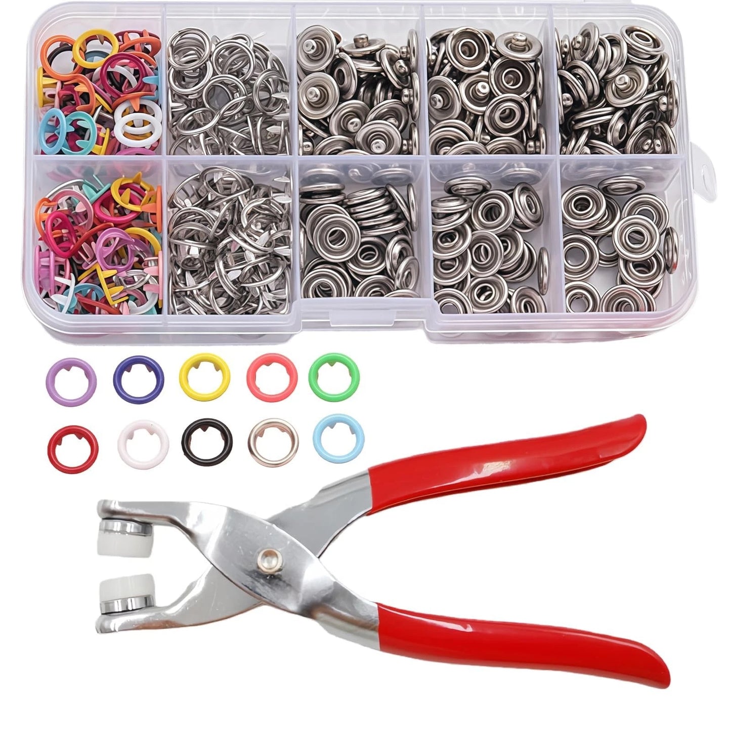 100 Sets Snap Button Kit with 10 Colors,Metal Snaps Buttons Multicolor