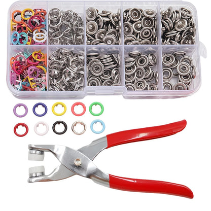 100 Sets Snap Button Kit with 10 Colors,Metal Snaps Buttons Multicolor