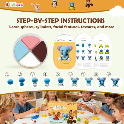 ARTPAR Air Dry Clay Kits for Kids-Modeling Magic Clay,12 animals kit