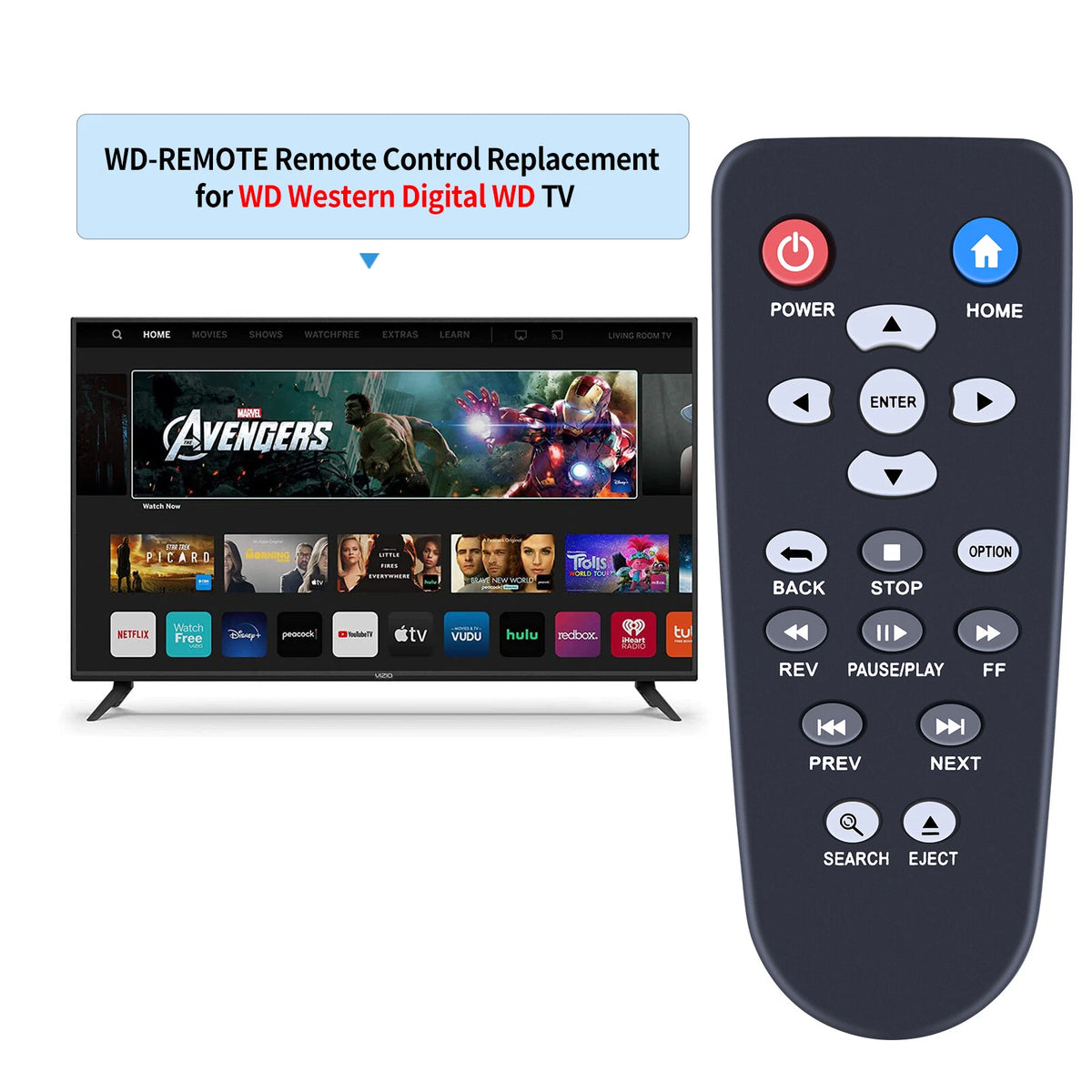 Remote Control For WD Western Digital Elements TV HD Mini Live Plus Media