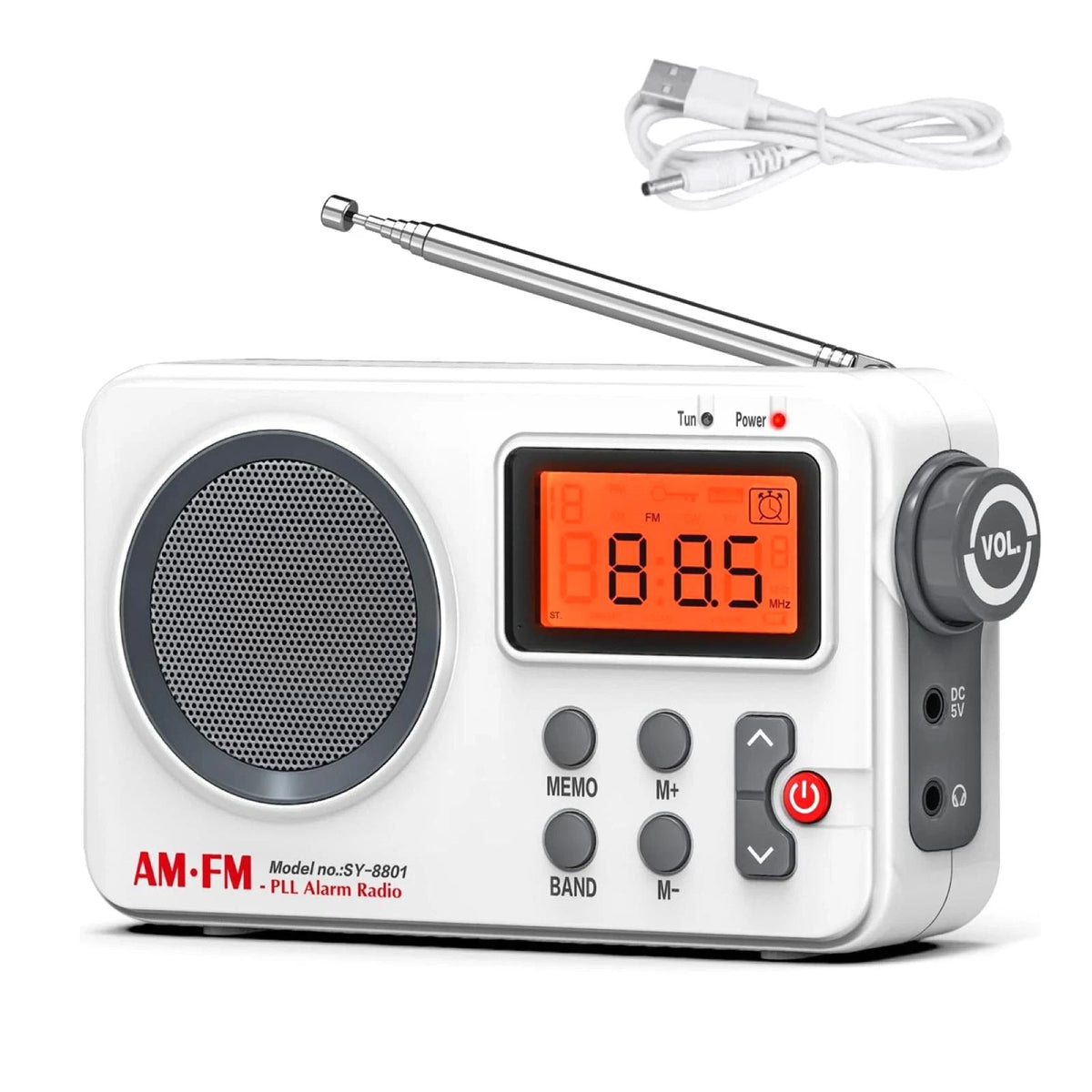 Portable AM/FM PLL Alarm Radio Support Smart Preset Feature SY-8801