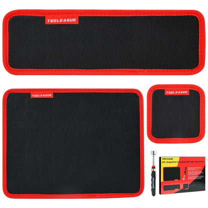 TOOLEAGUE 3Pcs Magnetic Mats with Pickup Tool, Black and Red