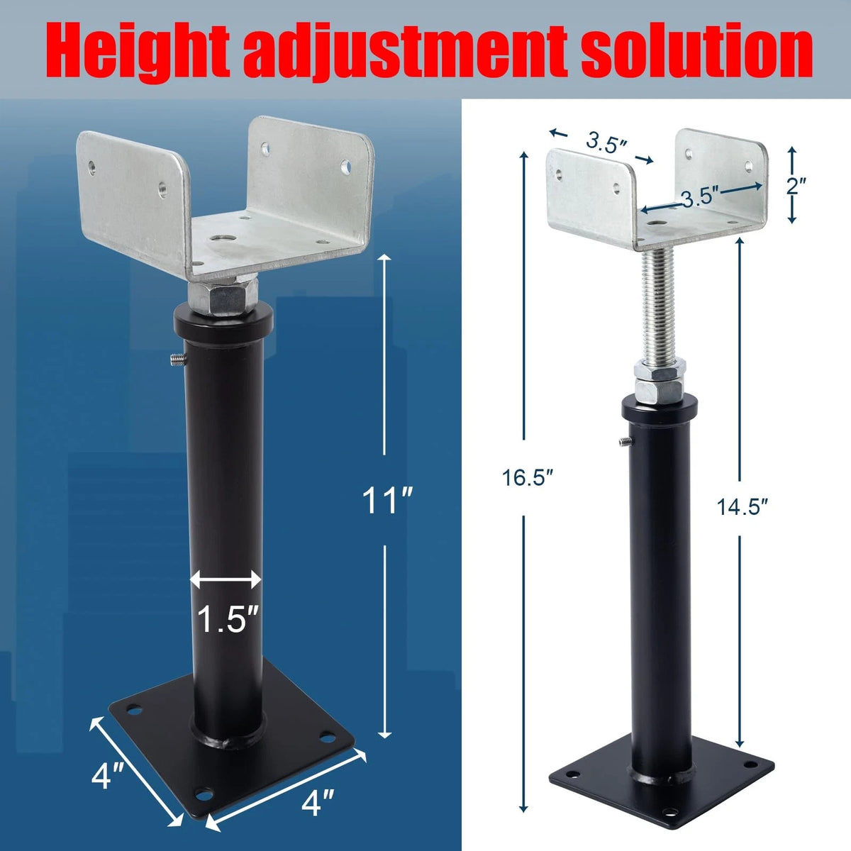 YXGJDP 2 Pack U-Shaped Floor Jack - Adjustable Steel Beam 11-15, Black
