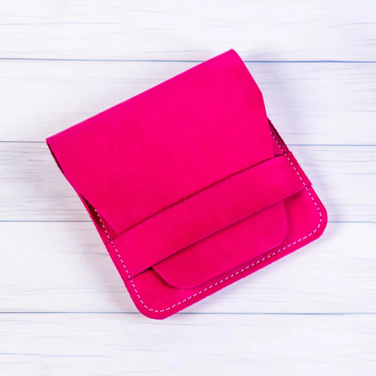 Leather Manicure Set Case Grooming Kit Organizer (Fuchsia) 5" x 5.1", Fuchsia