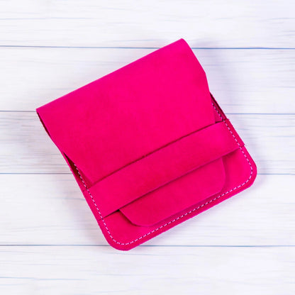Leather Manicure Set Case Grooming Kit Organizer (Fuchsia) 5" x 5.1", Fuchsia