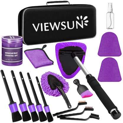 Viewsun Windshield Cleaner Tool, 17Pcs Purple Car Interior Cleaning