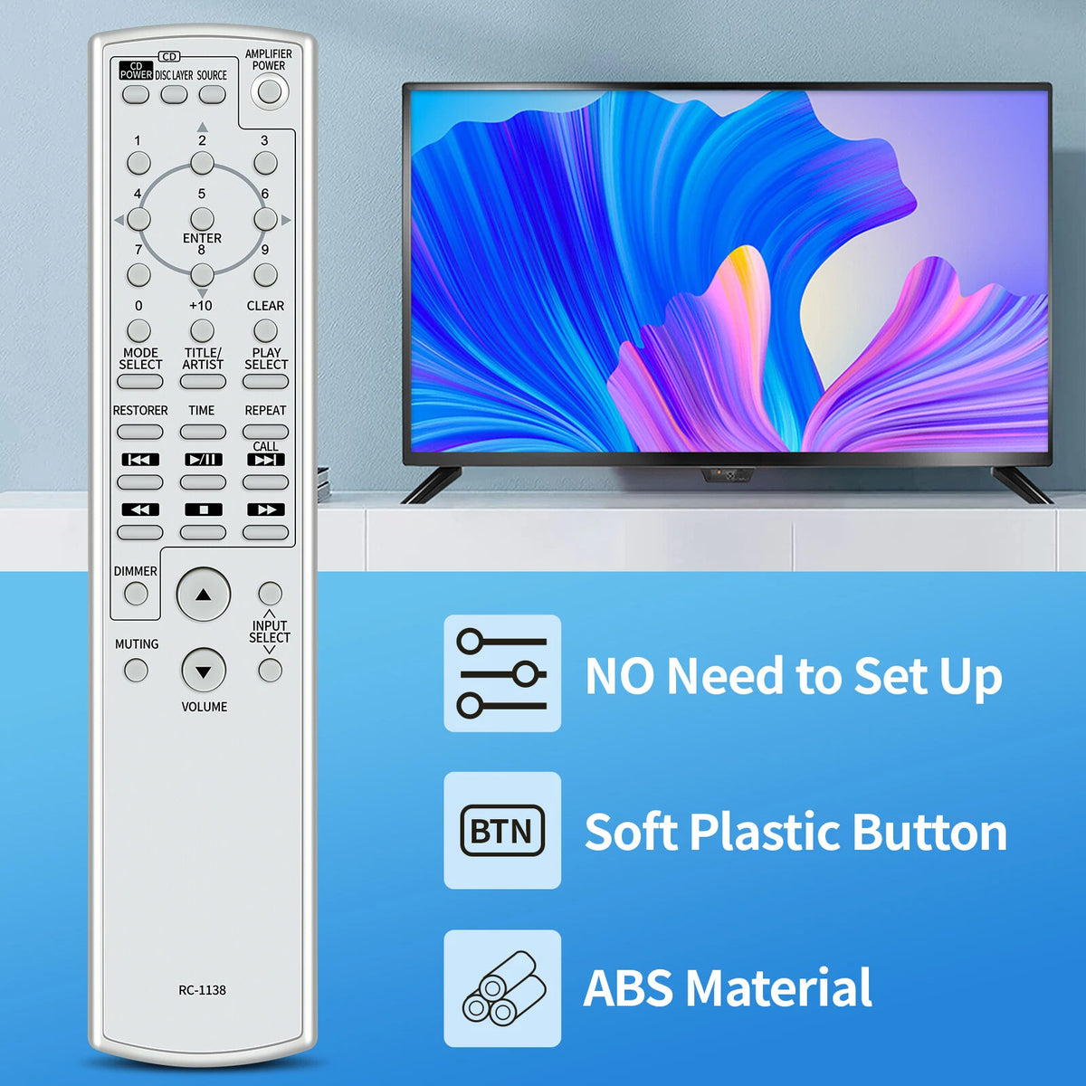 Replacement Remote Control For Denon Hi-Fi Audio RC-1138 DCD-2010AE PMA-A100