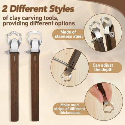 Therwen 2 Pcs Sculpture Scraper Pottery Carving Tool Classic Style