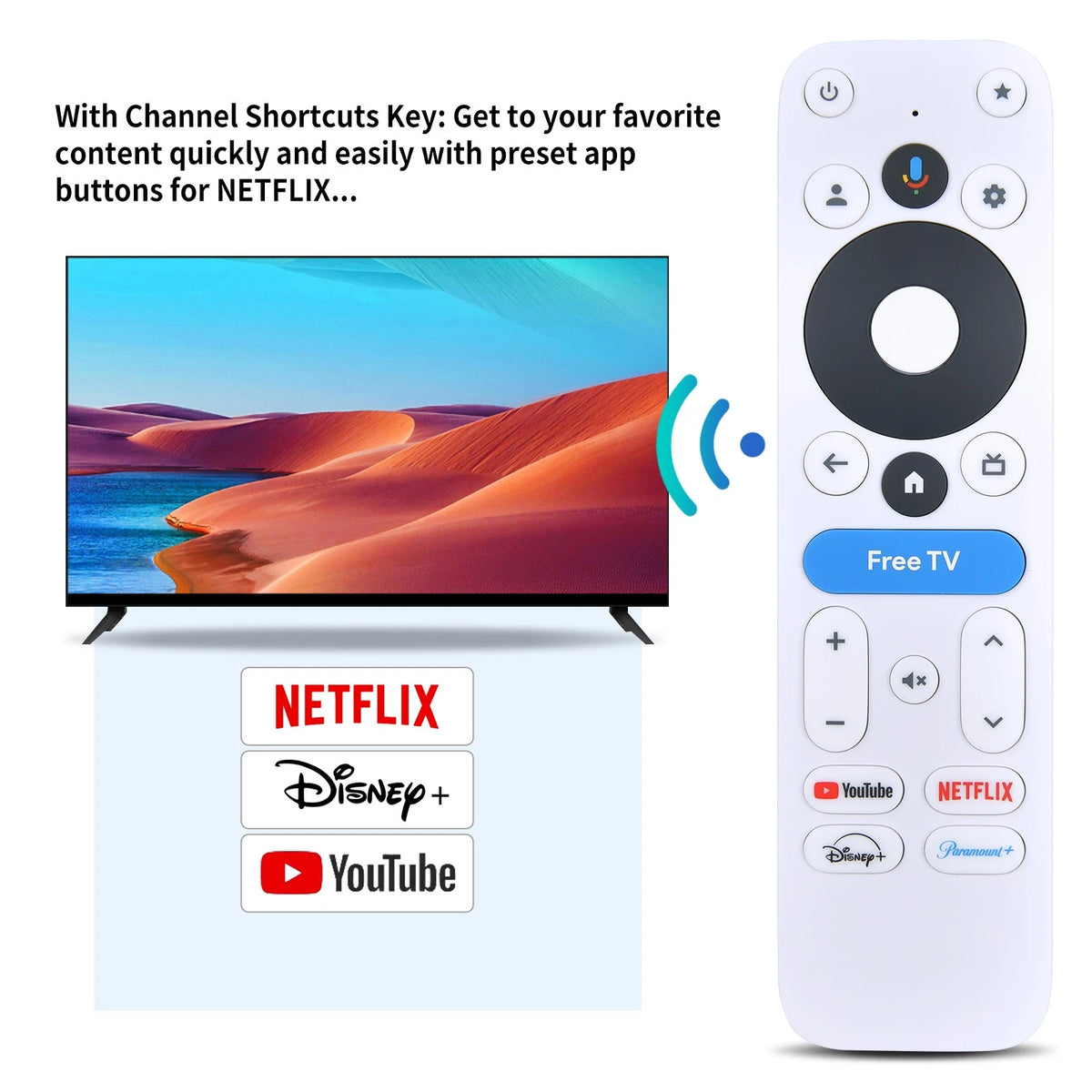 Voice Remote Control For Onn 4K Pro Streaming Device, Google TV