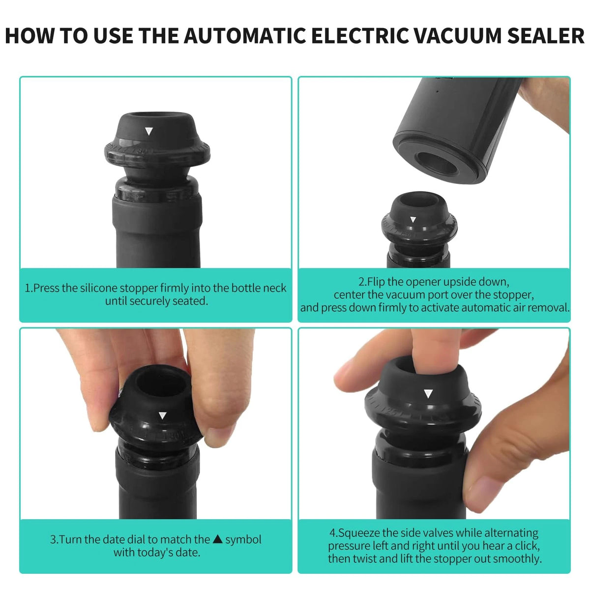 CIRCLE JOY Rechargeable Wine Opener 7-in-1 Set with Charging Base, Black