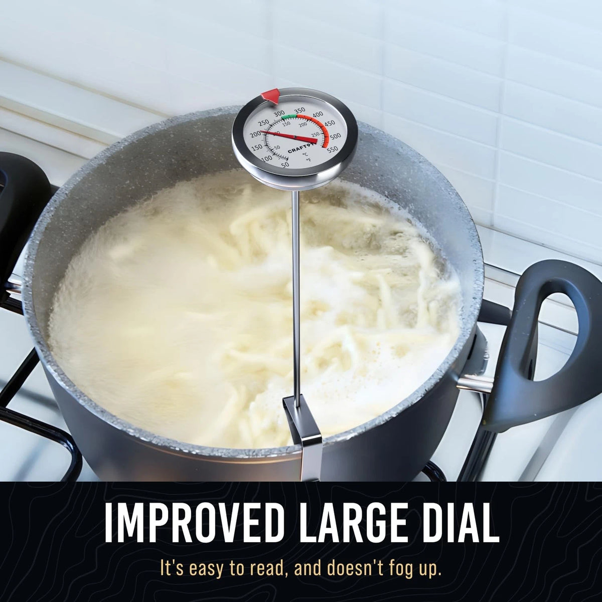 CRAFT911 Candy Thermometer with Pot Clip - Deep Fry Oil for White