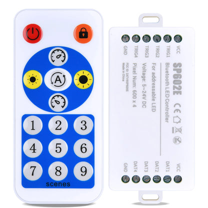 WS2812B WS2811 WS2813 WS2815 1903 SP602E Bluetooth Controller w/4 Signal Outputs