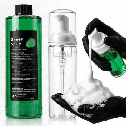 Rayyl Green Soap Tattoo 16.9OZ Ultra Concentrated & 7OZ Foam Multicolor