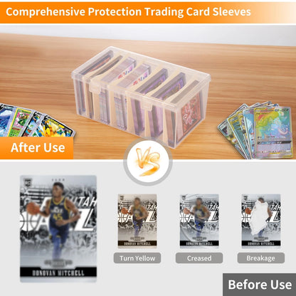 Trading Card Storage Box with 6 Dividers,Toploads 8 x 4.5 x 3.5 inches, Clear