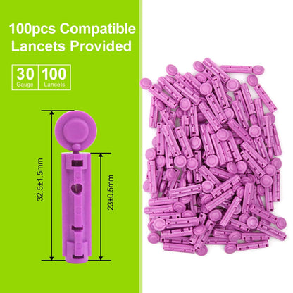 AUVON Lancing Device with Less Pain Design, Blood Sample Pen 101 Piece Set