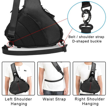 CADeN Camera Bag Sling Backpack Case Waterproof with Rain Small, Black
