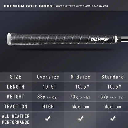 CHAMPKEY WRAP-Y Rubber Golf Grips 13 Pack Come with All Repair Kits - Black