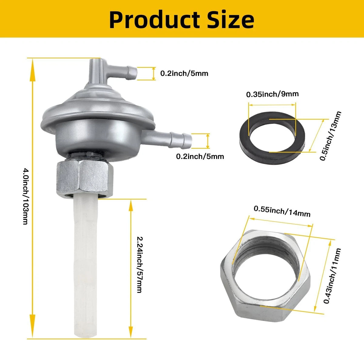 HIAORS Gas Fuel Switch Pump Valve Petcock for GY6 50cc 139QMB Twister 150cc...