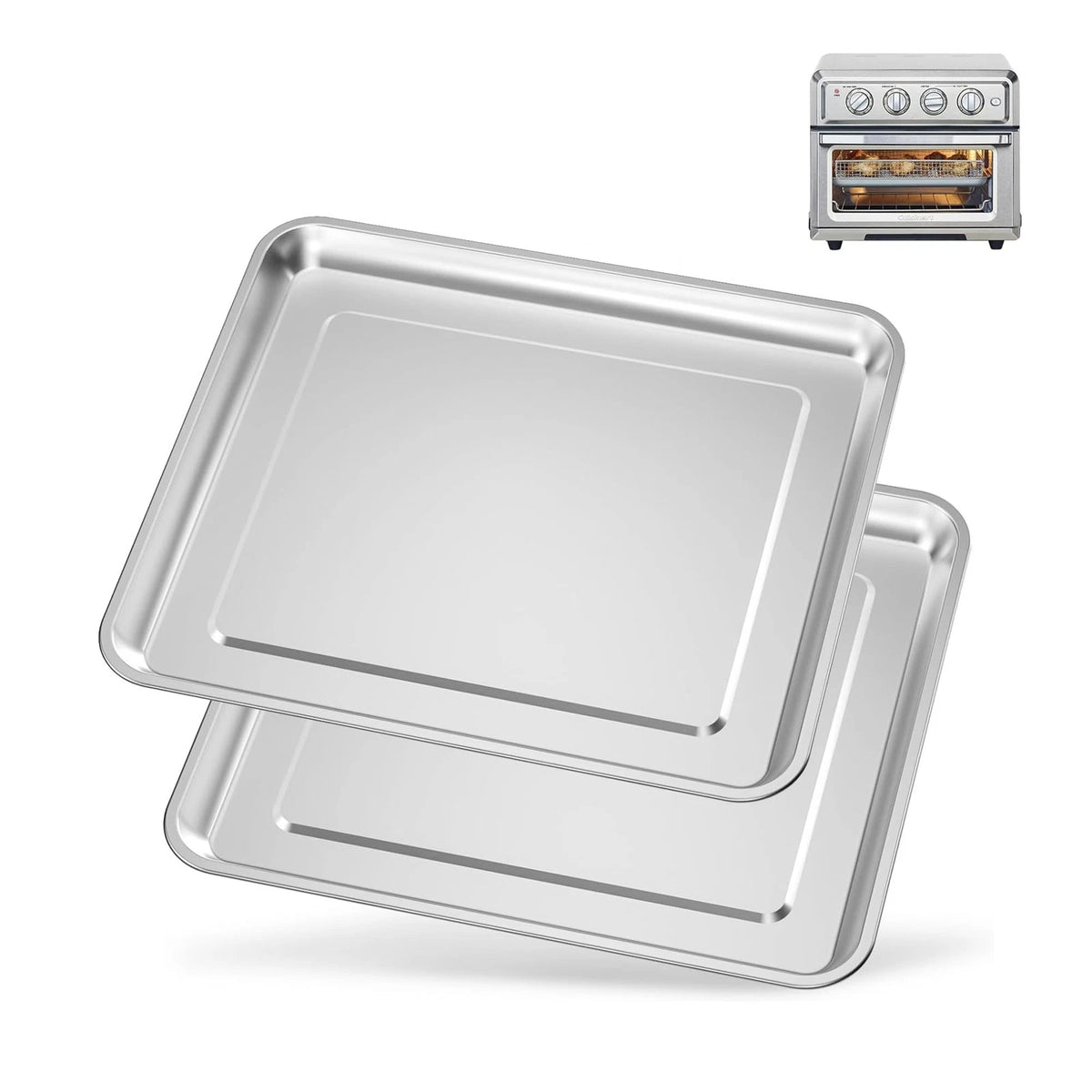 Stainless Steel Baking Tray Pan Compatible 2 Pack Pan,