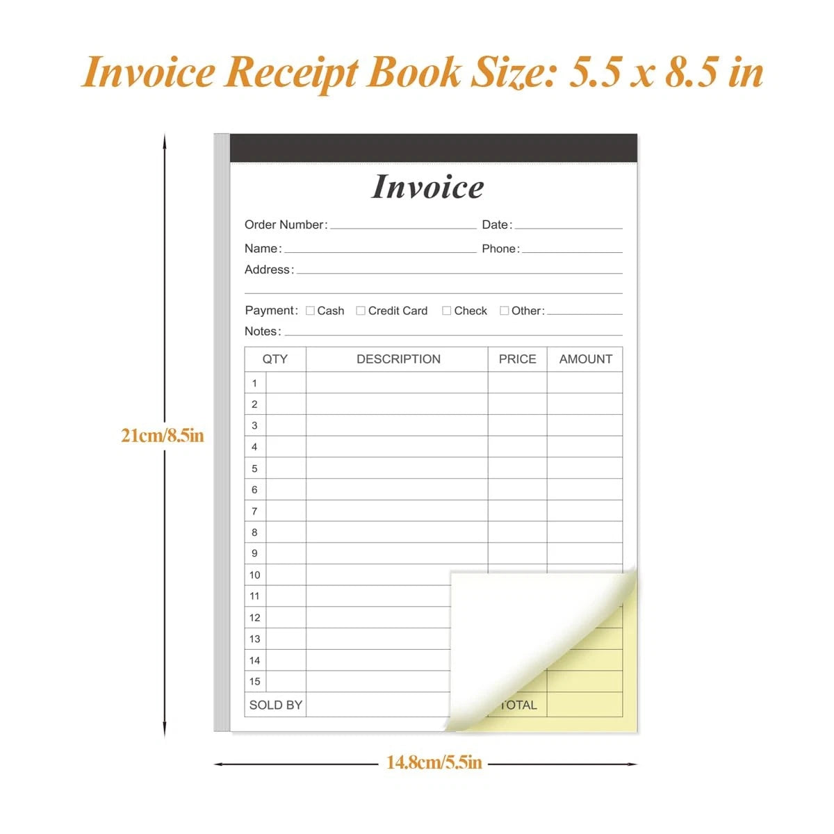 (2-Pack) Invoice Receipt Book with Cardboard 2-Part Carbonless, 5.5" x 8.5"...