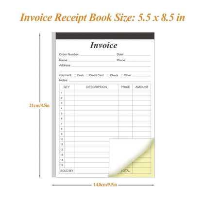 (2-Pack) Invoice Receipt Book with Cardboard 2-Part Carbonless, 5.5" x 8.5"...