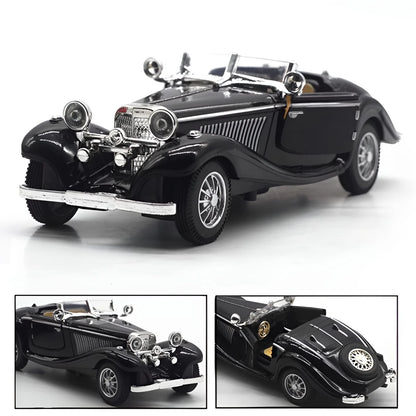 1:28 Scale Pullback Diecast Metal Antique Classic Length 6.5in/16.8cm, Black