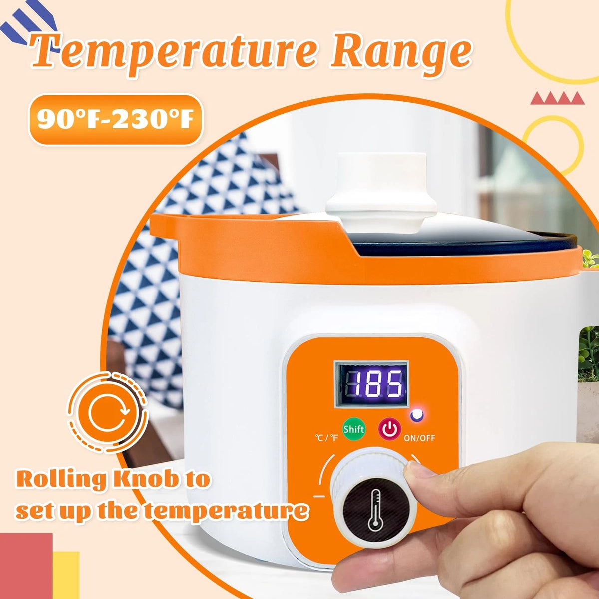 Ksedcon Digital Wax Melter for Candle Making, 1.5L wax melting pot, orange