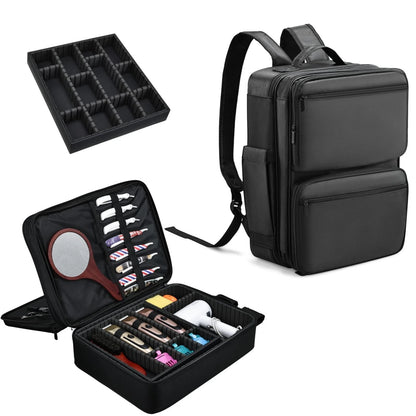 Yueieoun Barber Bag with Detachable Tray, 16.8-in Travel Backpack for Black