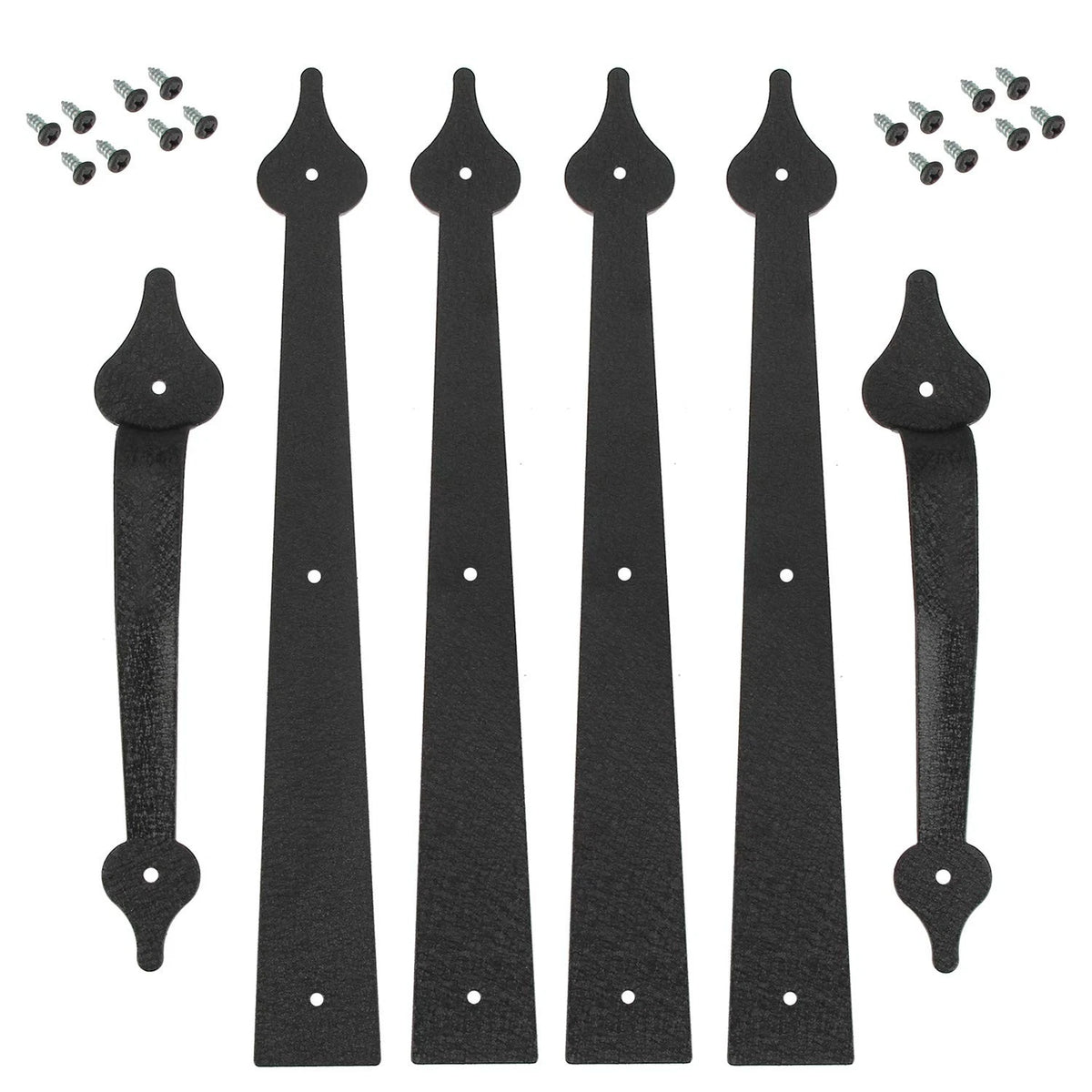 Homode Decorative Garage Door Hinges Handles, Faux 4 Hinges+2 Black