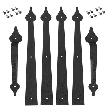 Homode Decorative Garage Door Hinges Handles, Faux 4 Hinges+2 Black
