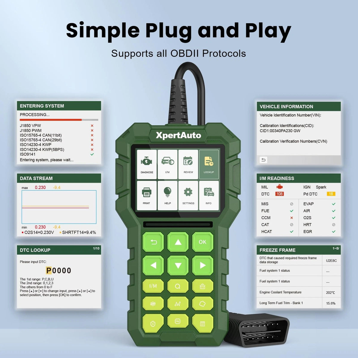XpertAuto C303 OBD2 Scanner Live Data Professional Mechanic Universal OBDII...