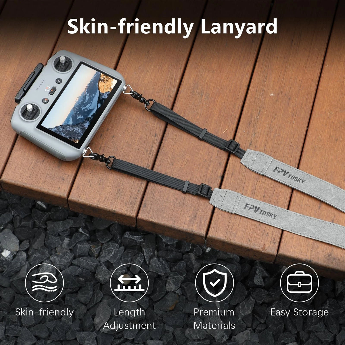 FPVtosky Lanyard for DJI RC 2 & & Pro 2, Lito X1 grey, Grey