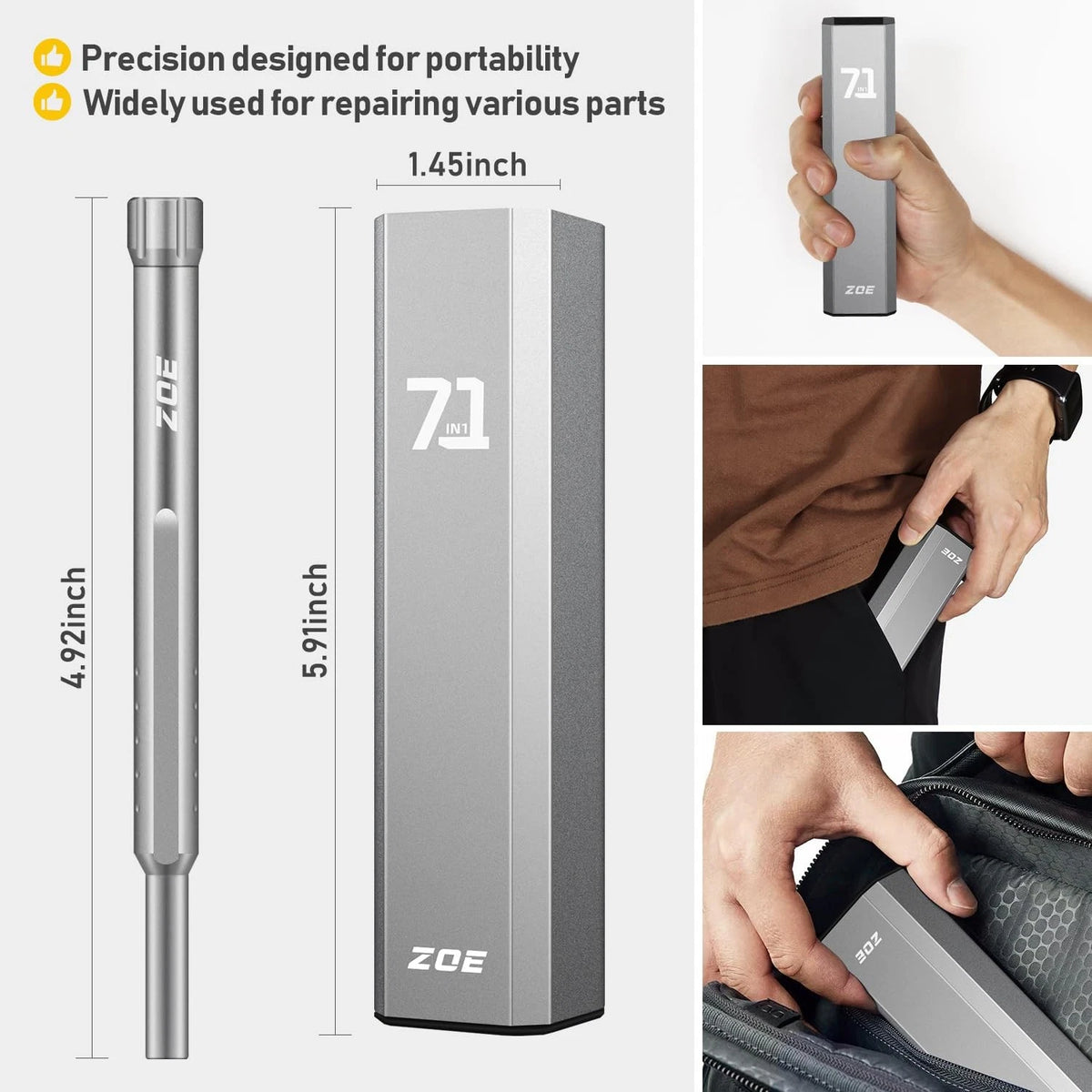 71-in-1 Precision Screwdriver Set with 71 IN 1 silver white, Silver White