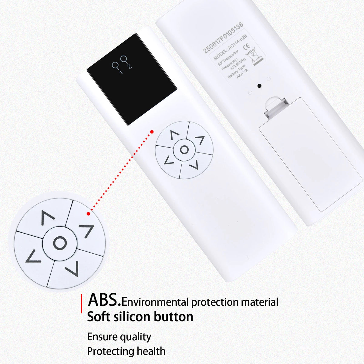 AC114-02B 02 Channel Remote Control For Motorized Wireless Blinds Controller