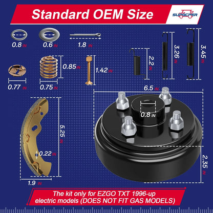 EZGO Brake Drum Kit for TXT 1996-Up Electric Vehicles，Golf Cart black