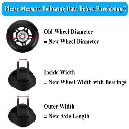 OwnMy 50mm x 18mm Set of 4 Luggage Suitcase x / 4pcs, Black
