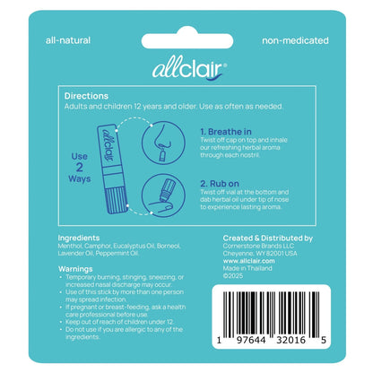 Allclair Nausea Relief Inhaler - Take Control of Motion 2 Inhalers, Blue