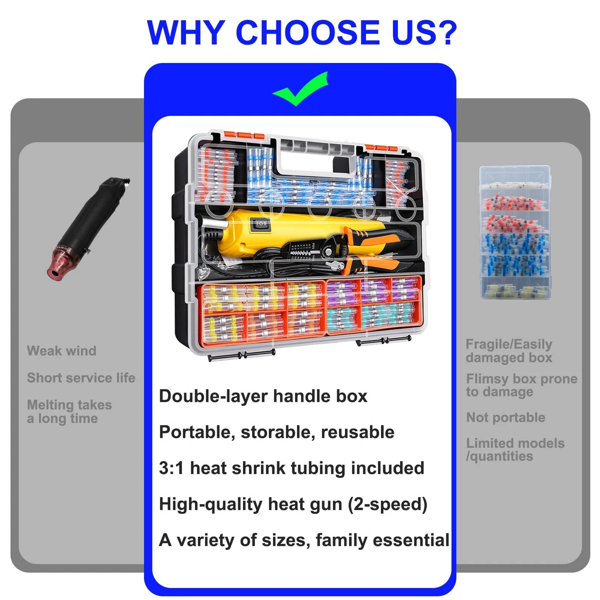 532PCS Heat Shrink Solder Seal Wire Connectors Kit with Mini Gun,