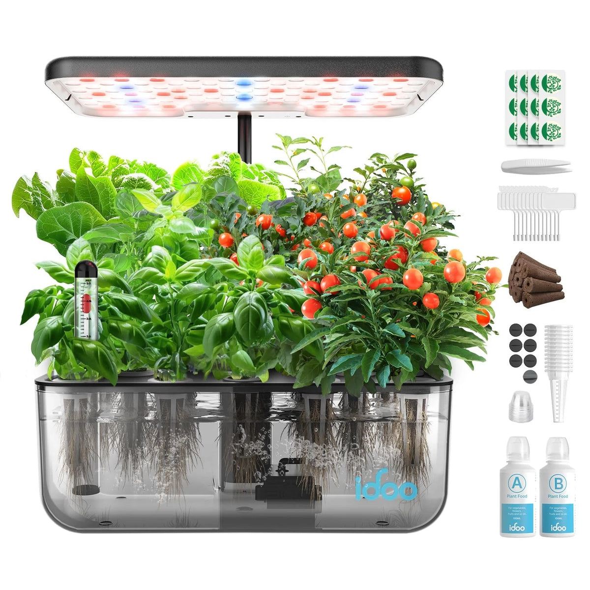 iDOO 12 Pods Indoor LED Hydroponic System Kit, 12 Pods, Transparent