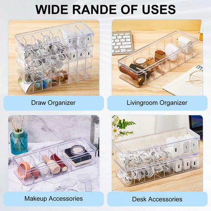 Tatuo 1 Pcs Cable Organizer Box with Wire 10.79'' X 3.78'' X 1.97'', Clear